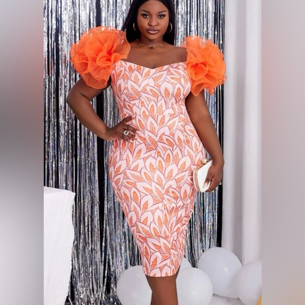 Shein poufy sleeve bodycon party dress